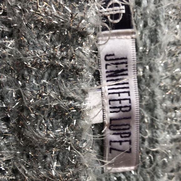 Jennifer Lopez Silver metallic sweater.  Soft, stretchy. - Picture 2 of 3